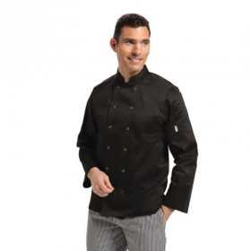 VESTE DE CHEF UNISEXE NOIRE À MANCHES LONGUES pro Gastro