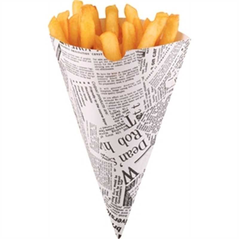 Cornet de Frites en Papier Journal - Lot de 250