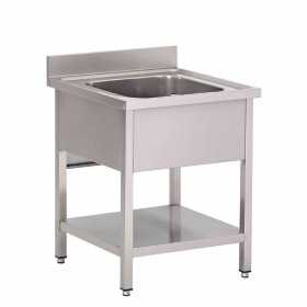 Plonge inox - AISI 304 - 600 (L) x 700 (P) x 970 (H) mm - Sans égouttoir - 1 cuve