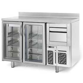 Arrière-bar réfrigéré - 2 portes battantes - INOX - 325 litres - Classe N