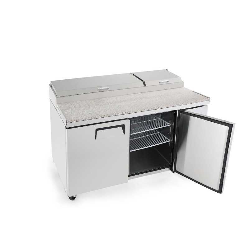 Equipement professionnel cuisine - %category_name% : Table à pizza  tropicalisée 335L 2 portes + roulettes - 8 x GN1/3 - ATOSA