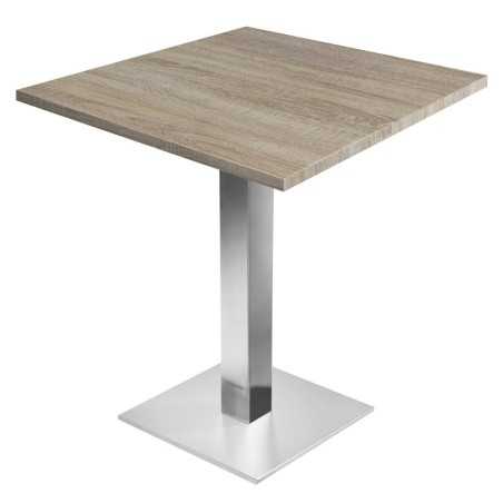 Plateau chêne - 70 x 70 cm + Cadre de table acier inoxydable