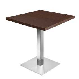 Table de restaurant 600x600 - base ultra plat en inox brossé avec plateau carré Chêne