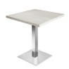 Table de restaurant 600x600 - base ultra plat en inox brossé avec plateau carré frêne