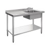 Plonge inox - AISI 304 - 1000 (L) x 600 (P) x 900 (H) mm - Avec égouttoir - Bac à droite