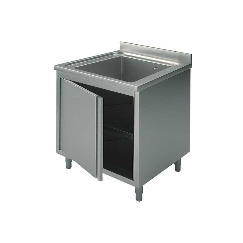 Plonge inox sur meuble - AISI 304 - 600 (L) x 700 (P) x 900 (H) mm - Sans égouttoir