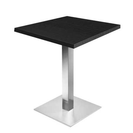 Table de restaurant Noir Ø60- base ultra plat en inox brossé avec plateau carré