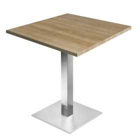 Table de restaurant Frêne Ø70- base ultra plat en inox brossé avec plateau carré