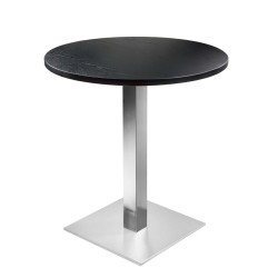 Table de restaurant avec base ronde en fonte avec plateau carré