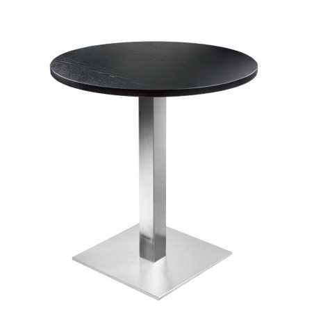 Table de restaurant Ronde Noir Ø60- base ultra plat en inox brossé avec plateau carré