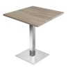 Table de restaurant Chêne Ø70- base ultra plat en inox brossé avec plateau carré