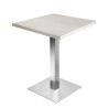 Table de restaurant Blanc Ø70- base ultra plat en inox brossé avec plateau carré