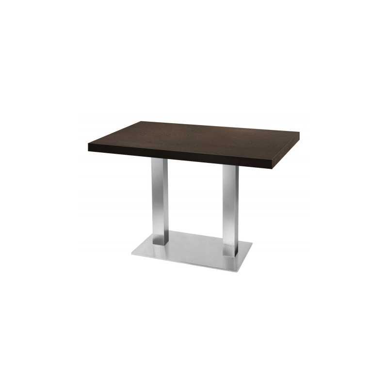 Table de restaurant Wenge Ø120- base ultra plat en inox brossé avec plateau carré