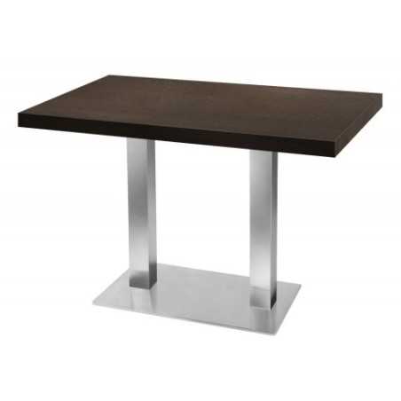 Table de restaurant Wenge Ø120- base ultra plat en inox brossé avec plateau carré