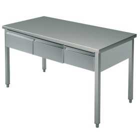 Table Inox L1200XP700XH900 + 3 tiroirs