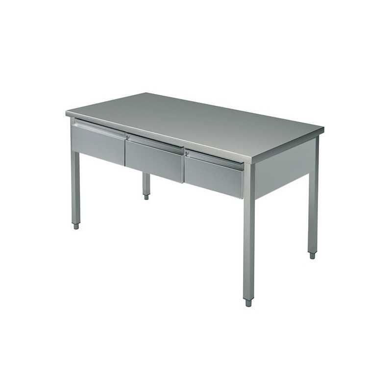 Table Inox L1200XP700XH900 + 3 tiroirs