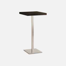 Table Haute de restaurant Wenge Ø70- base ultra plat en inox brossé avec plateau carré