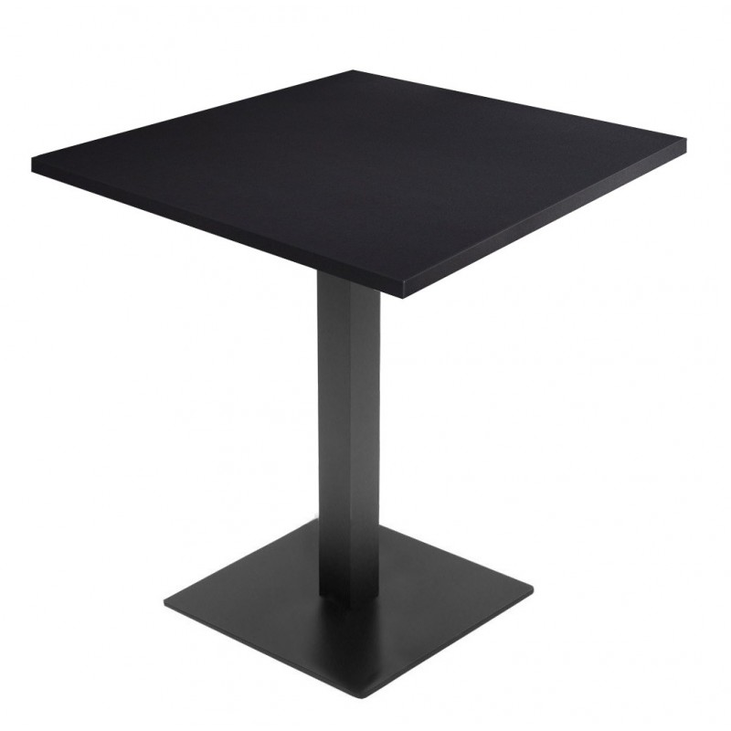 Table de restaurant Noir Ø70- base ultra plat avec plateau ...