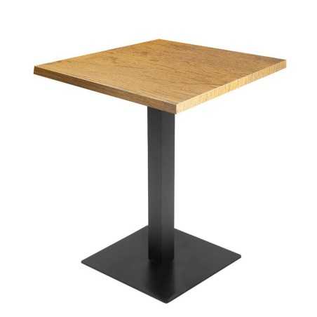 Table de restaurant Frêne Ø70- base ultra plat brossé avec plateau carré