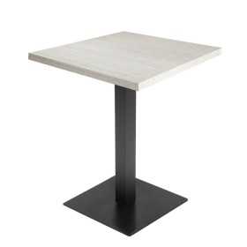 Table de restaurant Blanc Ø70- base ultra plat brossé avec plateau carré