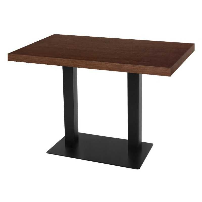 Table de restaurant Wenge Ø120- base ultra plat en fonte avec plateau carré