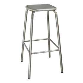 Tabouret haut gris métallisé avec assise en métal
