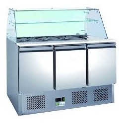 Saladette réfrigérée 3 portes vitre droite- Classe N -Gastromastro