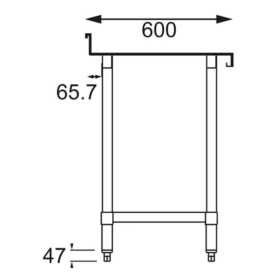 Table inox adossée - AISI 430 - 600 (L) x 600 (P) x 900 (H) mm