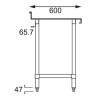 Table inox adossée - AISI 430 - 600 (L) x 600 (P) x 900 (H) mm