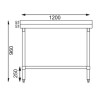 Table inox adossée - AISI 430 - 1200 (L) x 600 (P) x 900 (H) mm