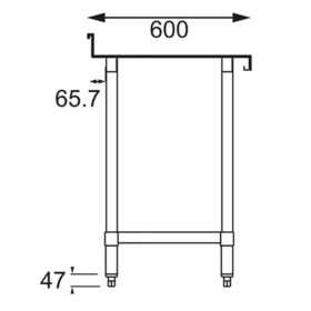 Table inox adossée - AISI 430 - 1200 (L) x 600 (P) x 900 (H) mm