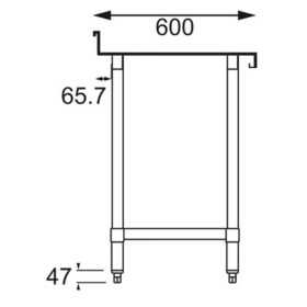 Table inox adossée - AISI 430 - 1500 (L) x 600 (P) x 900 (H) mm