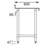 Table inox adossée - AISI 430 - 1500 (L) x 600 (P) x 900 (H) mm