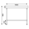 Table inox adossée - AISI 430 - 1800 (L) x 600 (P) x 900 (H) mm