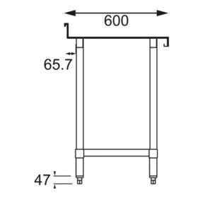 Table inox adossée - AISI 430 - 1800 (L) x 600 (P) x 900 (H) mm