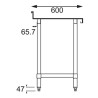 Table inox adossée - AISI 430 - 1800 (L) x 600 (P) x 900 (H) mm