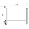 Table inox adossée - AISI 430 - 1800 (L) x 700 (P) x 900 (H) mm