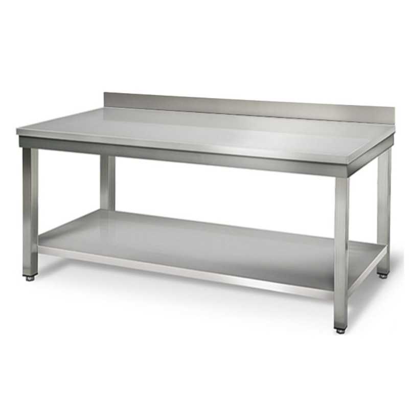 Table inox adossée - 2000 (L) x 600 (P) x 900 (H) mm