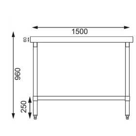 Table inox - AISI 430 - 1500 (L) x 600 (P) x 900 (H) mm