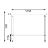 Table inox - AISI 430 - 1500 (L) x 600 (P) x 900 (H) mm