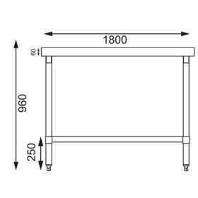 Table inox - AISI 430 - 1800 (L) x 600 (P) x 900 (H) mm