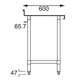 Table inox adossée - AISI 430 - 1000 (L) x 600 (P) x 900 (H) mm