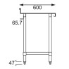 Table inox adossée - AISI 430 - 1000 (L) x 600 (P) x 900 (H) mm