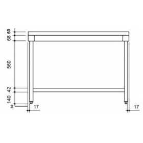 Table inox - AISI 304 - 2000 (L) x 700 (P) x 900 (H) mm