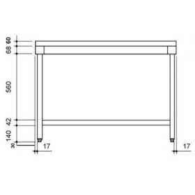 Table inox - AISI 201 - 1600 (L) x 700 (P) x 900 (H) mm