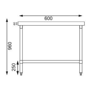 Table inox - AISI 430 - 600 (L) x 600 (P) x 900 (H) mm