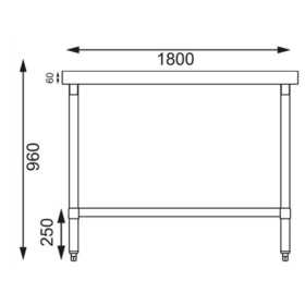 Table inox - AISI 430 - 1800 (L) x 700 (P) x 900 (H) mm