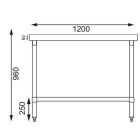 Table inox - AISI 430 - 1200 (L) x 700 (P) x 900 (H) mm
