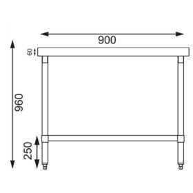 Table inox - AISI 430 - 900 (L) x 700 (P) x 900 (H) mm