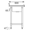 Plonge inox - AISI 304 - 1000 (L) x 600 (P) x 900 (H) mm - Avec égouttoir - Bac à gauche